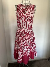 Phase Eight Pink & White Cotton Print Wrap Over Dress Size 10
