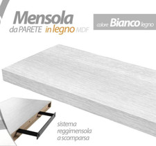 MENSOLA DA PARETE MODERNA LEGNO MURO REGGIMENSOLA A SCOMPARSA BIANCO ST 80*25 cm