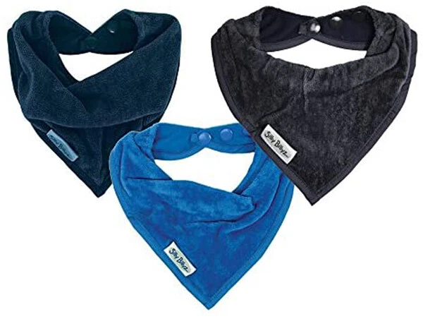 3 Pk Silly Billyz Snuggly Premium Cotton Towel Bandana Bibs w/Secure Snap 360530
Opens in a new wind
