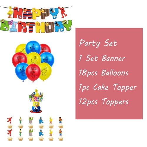 Sesame Street Party Supplies Balloons Kids Birthday Decorations Tableware - Picture 11 of 31