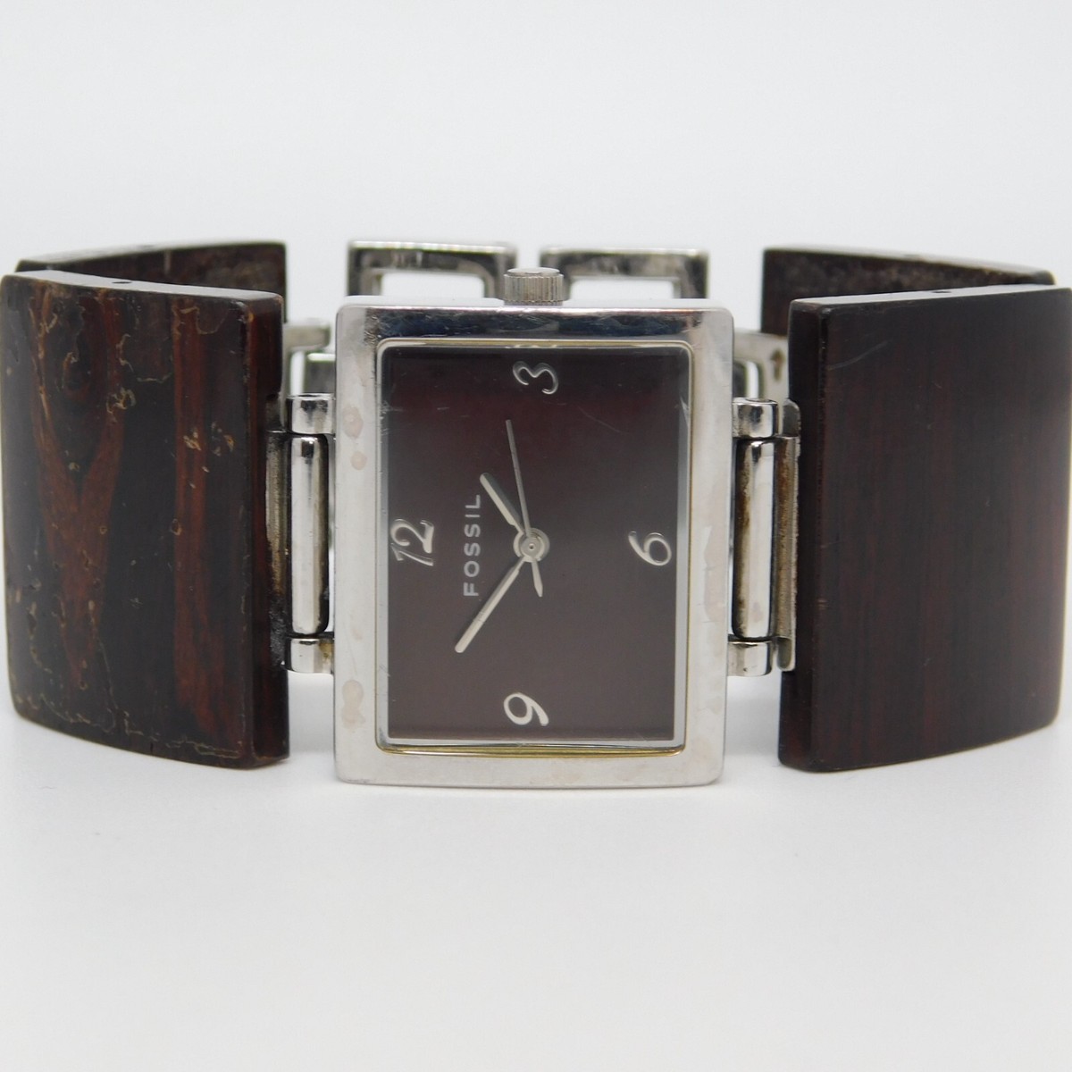 FOSSIL F2 ES-1540 Wooden Quartz Analog Women's Watch Sz. 6