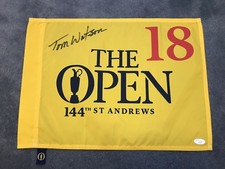 Tom Watson Signed 2015 British Open Flag St Andrews His Final Open Full JSA Cert