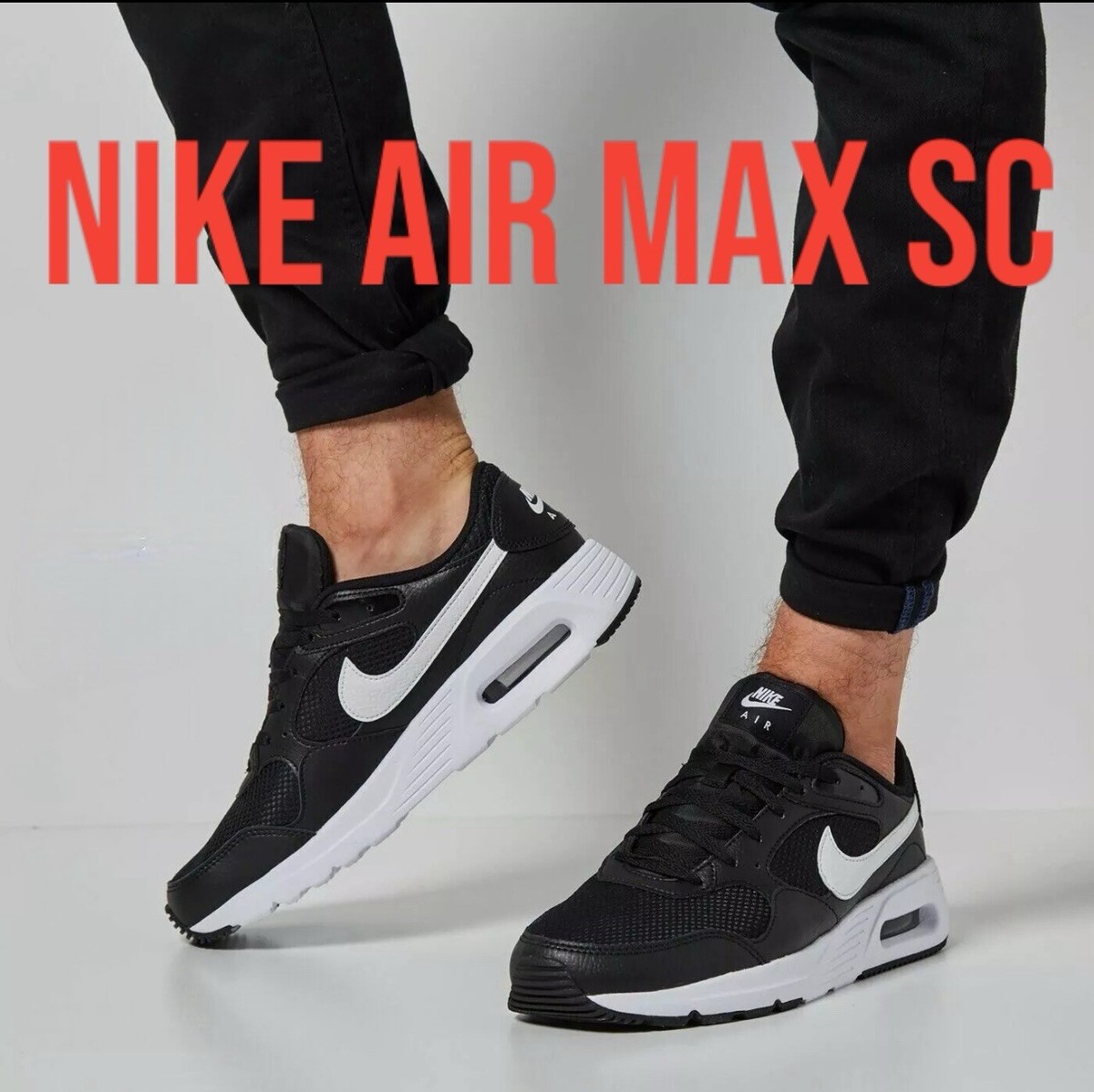 Men Nike Air Max SC Athletic Casual Shoes Sneakers Black/White