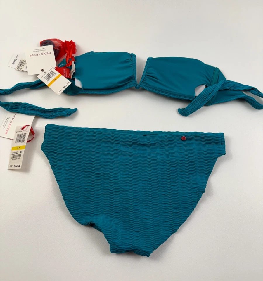 Conjunto de bikini Red Carter Bandeau Top S & Hipster Bottom M turquesa nuevo con etiquetas Foto 2 de 4