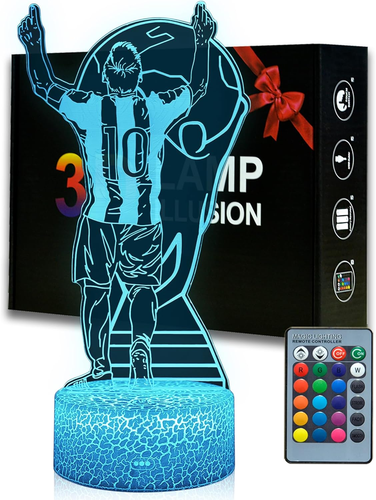 NO.10 Argentina Soccer Night Light – 16-Color Changing Dimmable With Remote – 3D Illusion Desk Lamp For Boys, Teens, Men – Great Birthday Gift