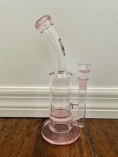 Sanrio Hello Kitty Water Pipe Pink Colored 10.5" Honeycomb Perc 14mm