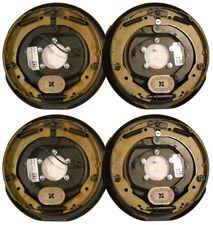 (4 x) 12"x 2" Electric Trailer Axle Backing Plates Complete Brakes Left & Rt RV