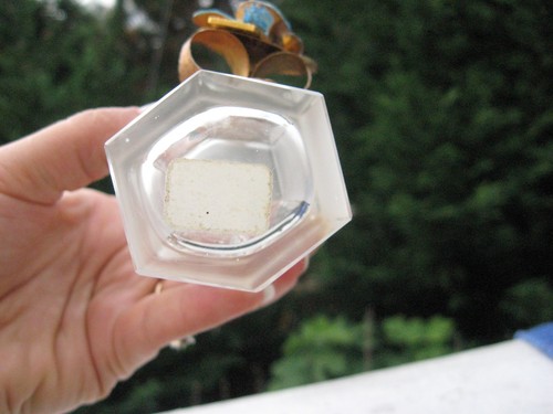 Bottiglia profumo vetro smerigliato filigrana metallo colore oro vintage - Foto 5 di 12