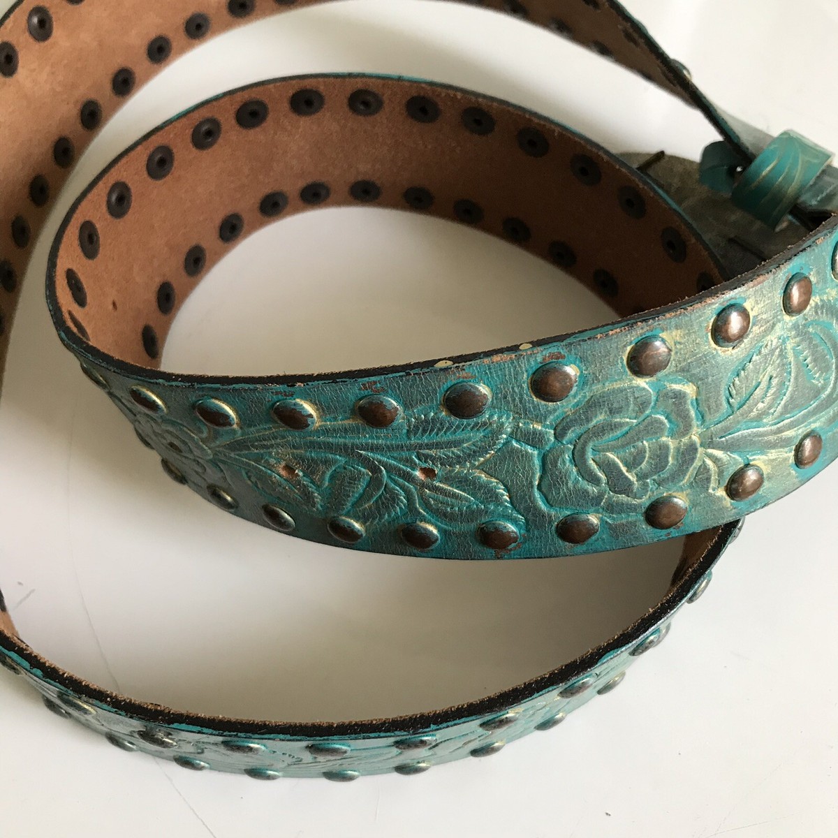 Leatherock Embellished Belt Buckle Blue Turquoise Genuine  display picture 3