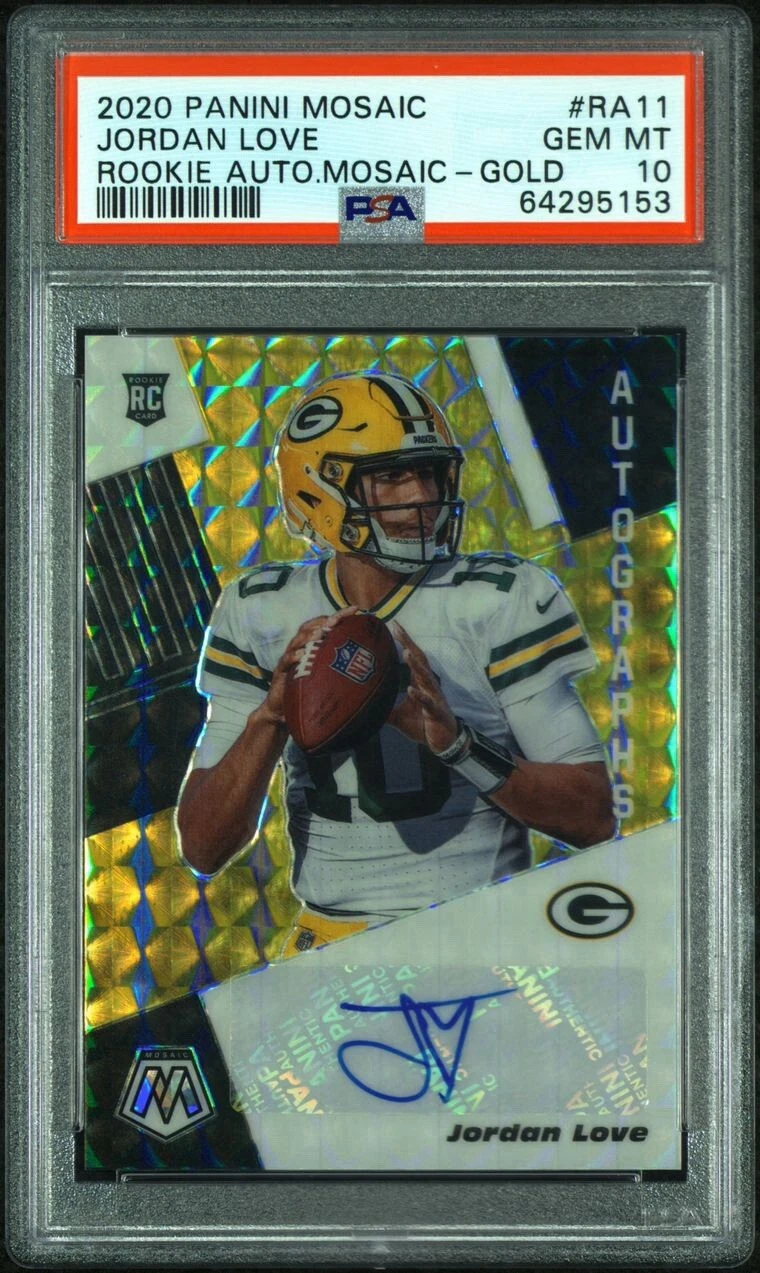 Jordan Love Panini Mosaic Rookie Autographs Mosaic #RA11 Gold