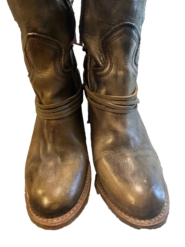 FREEBIRD уголь искусственно состаренная оливковая кожа назад шнурует вверх высокие ботинки США 10 - Изображение 2 из 4