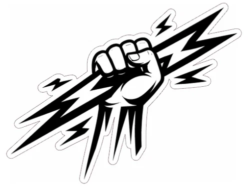 Lightning Fist Hand Grip Sign Self Adhesive Sticker