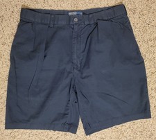 Polo Ralph Lauren Men's 36 Tyler Pleated Chino Shorts Navy Blue Cotton VTG