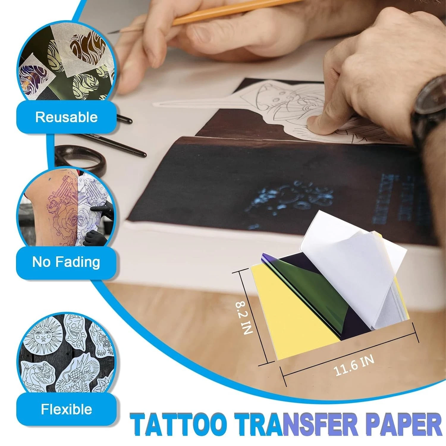3MM Tattoo Skin Practice Kit - 13Pcs Fake Skin and Stencil Paper Kit Including 3 - product detail image 2