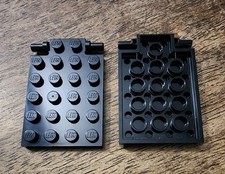 LEGO Black Plate, 4 x 6 with Trap Door Hinge QTY 2. Part No. 92099