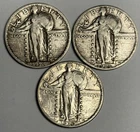 Fine 1924 VF 1925 1926-P Standing Liberty Silver Quarters (all original) US Set