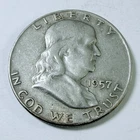 1957 D Franklin Half Dollar 90% Silver Circulated Coin Free Shipping #8295