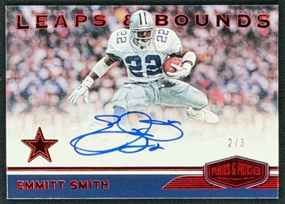 Emmitt Smith 2018 Panini Plates And Patches Auto 2/3 Leaps & Bounds On Card LBEI