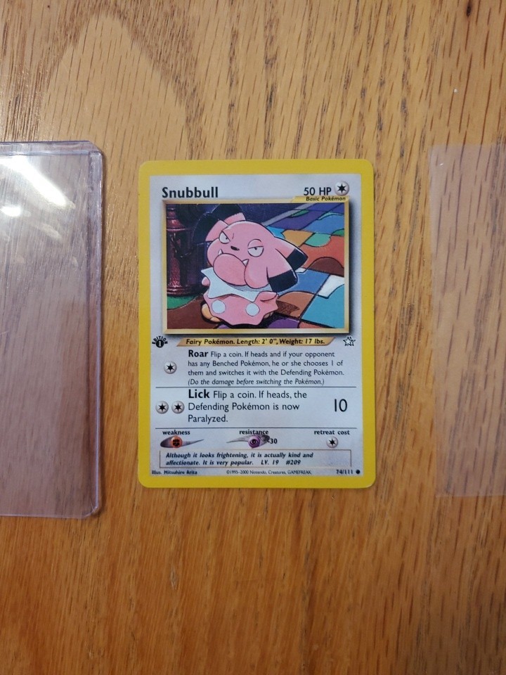 First 1st Edition Snubbull Neo Genesis Pokemon Card TCG 74/111 NM