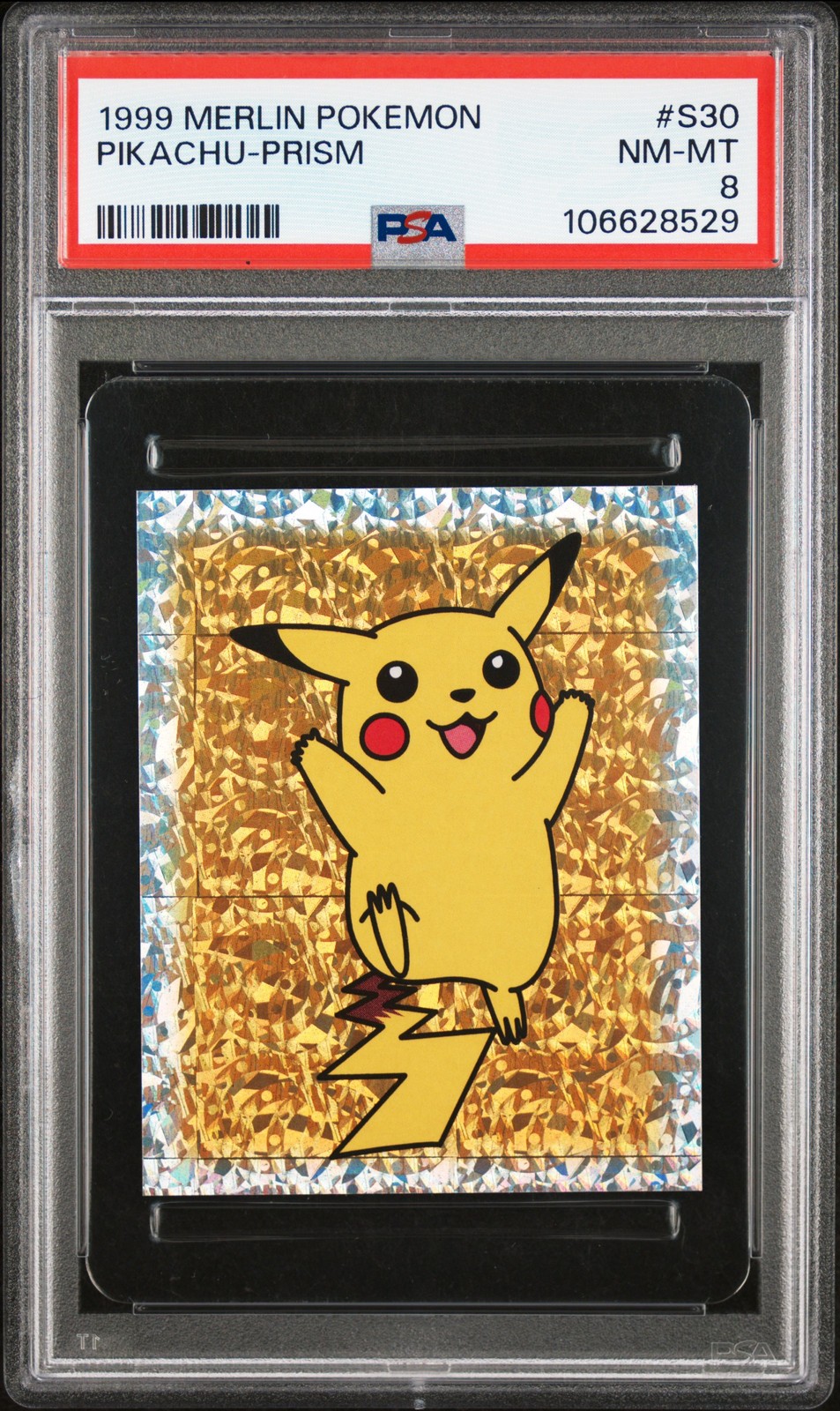 1999 MERLIN POKEMON #S30 PIKACHU-PRISM PSA 8
