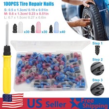 100Pcs Tire Repair Rubber Nails Tyre Puncture Repair Screws Kit w/ Screwdriver