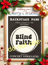 Blind Faith + Free + Delaney & Bonnie backstage pass Los Angeles Forum 8/15/69