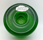 Vintage Blenko Emerald Green Glass Puck Round Candle Holder Hand-Crafted 990A