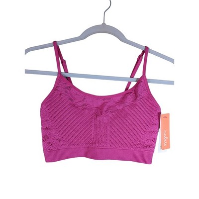 Crochet Bralette Colsie Pink M Tiny Top Textured Layering Crop Top Bra Longline