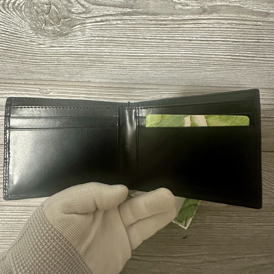 Tommy Bahama Cartera Doble Plegable Negro Cuero Genuino Logo Marlín Repujado $80 Nuevo Foto 2 de 4