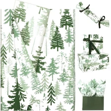 100 Sheets Christmas Tree Tissue Paper, 20 x 14 in, Sage Green, Gift Wrapping