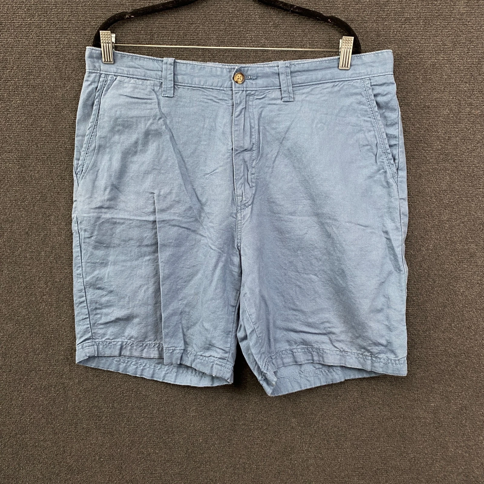 Nautica Mens Chino Shorts Blue Preppy Summer W36 Linen Blend