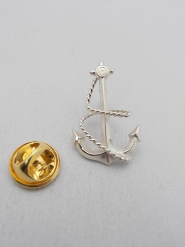 anchor And Rope: Silver 925 Lapel Pin - Sailor - Marina - Maritime - Picture 3 of 8