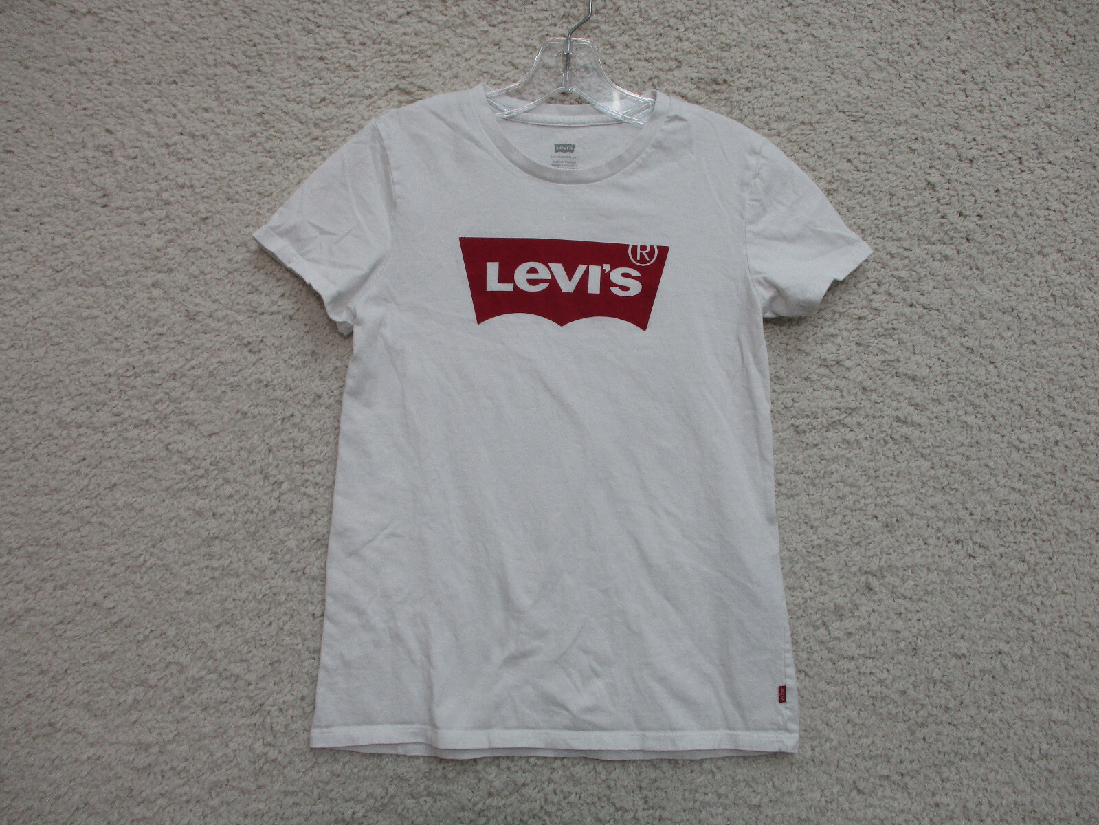 Levis Shirt Small Adult White Casual Athletic Spell Out Logo Cotton Casual Women