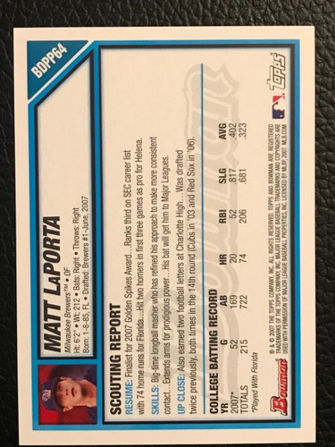 2007 Bowman Draft Picks & Prospect Prospect Baseball - Pick A Card -BDPP1 - 106 - Picture 188 of 218