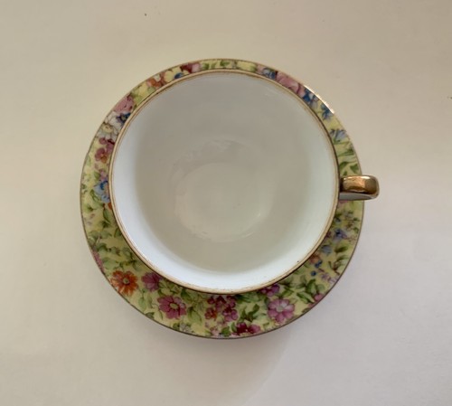 Vtg Occupied Japan MERIT Yellow Chintz China Tea Cup & Saucer 1945-1952 Post War - Picture 3 of 14