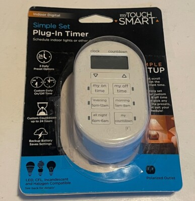 My Touch Smart By Jasco GE 26892 Indoor Simple Plug-In Digital Timer White 