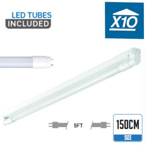10 x 5FT T8 Single led Fluorescent Light Fittings Batten Tube Lights strip 150cm - Picture 1 of 10