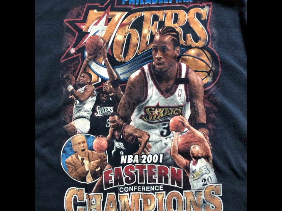 VTG Philadelphia 76ers Sixers Allen Iverson 2001 NBA MVP Rap Tee XXL Shirt - Image 2 of 3