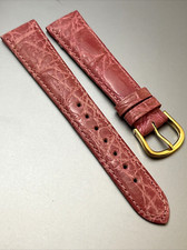 DeBeer PARIS Watch Strap 18 x 14 Genuine Crocodile Pink Gloss Shiny 7.5" Thin