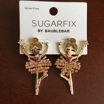 NEW Sugarfix Baublebar Ballerina Holiday Nutcracker Drop Earrings Rhinestone