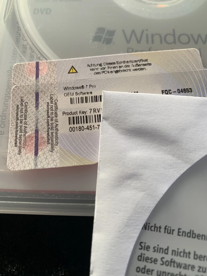 Windows 7 Professional SP1, 64 bit ,Holo DVD, OEM Vollversion mit MwSt Rechnung - Bild 4 von 4