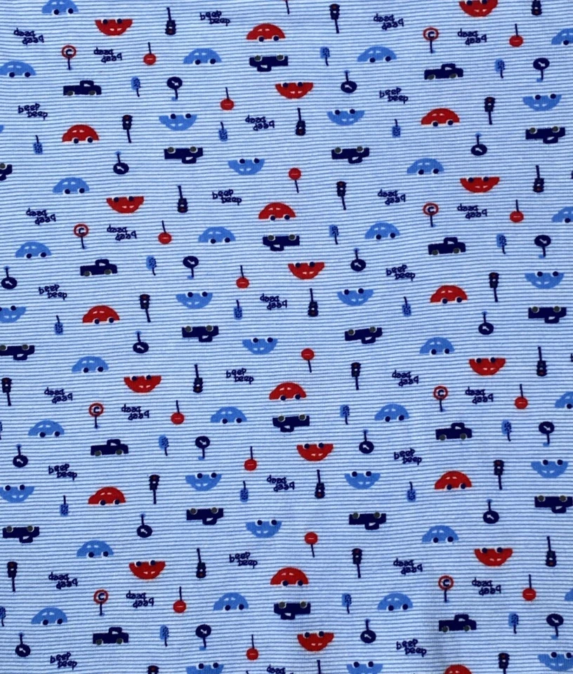 Manta para recibir bebés coche camión pitido señales azul rayas jersey tejido Lovey Foto 4 de 4