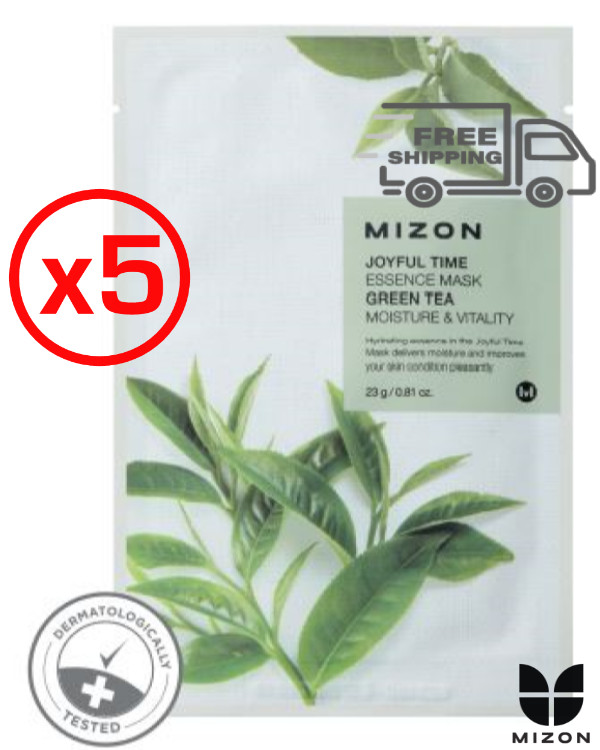 MIZON Mascarilla Hoja Mascarilla Alegre TÉ VERDE (5 PIEZAS) (E 12-2022) +