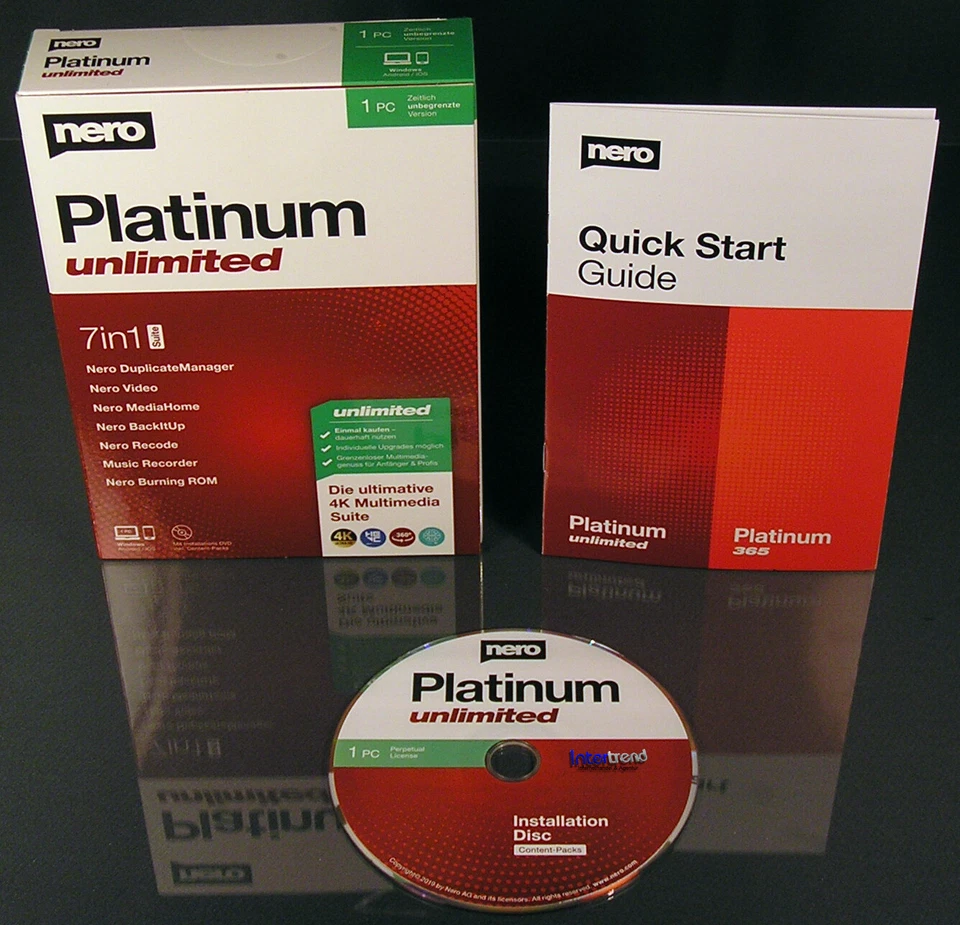 Nero Platinum Unlimited Vollversion Box + CD 7in1 Brennsoftware Dauerlizenz NEU - Bild 2 von 4