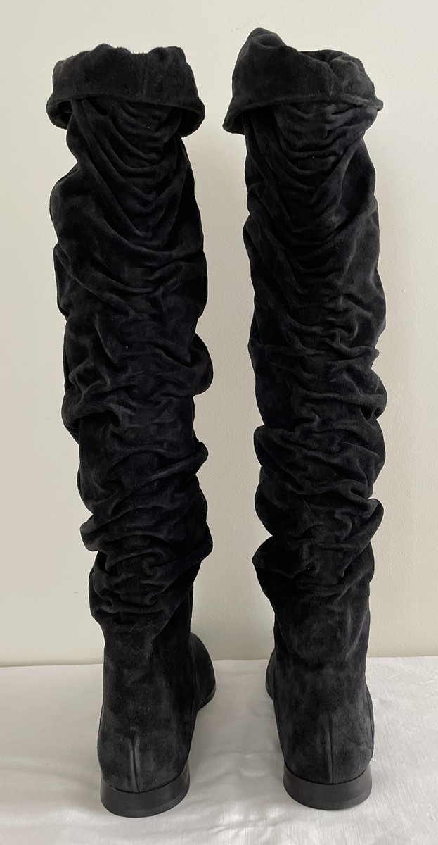 Vintage 80s NOS Zodiac Black Suede Slouch Boots Over The Vintage 80s NOS Zodiac Black Suede Slouch Boots Over The