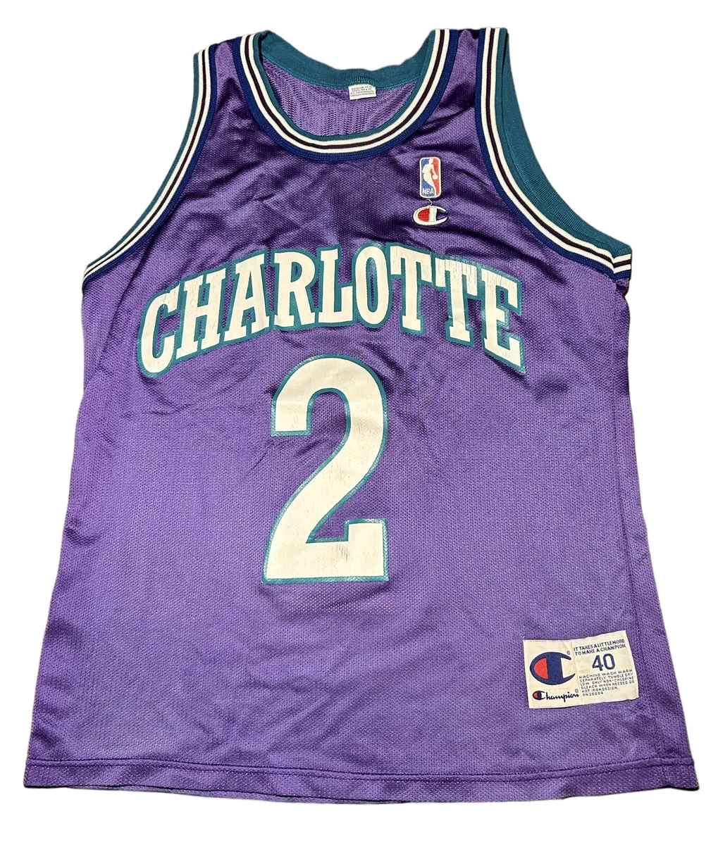 VTG 90s Charlotte Hornets L. Johnson NBA Purple Champion Jersey