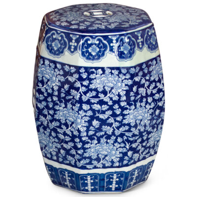 US Seller - Blue & White Porcelain Octagonal Chinese Palace Garden Stool