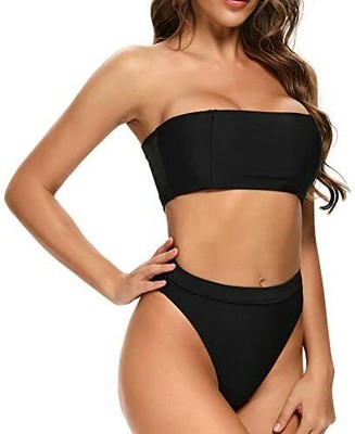 black tube top bikini