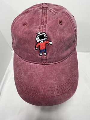 Carbon Elements TV Head Person Embroidered Adult Baseball Cap Hat Red Adjustable