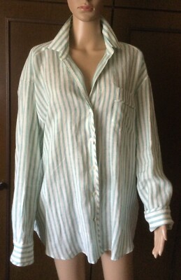 WEEKEND Max Mara Woman, white-green, size IT 46 Linen Shirt of 42 US 12GB 14